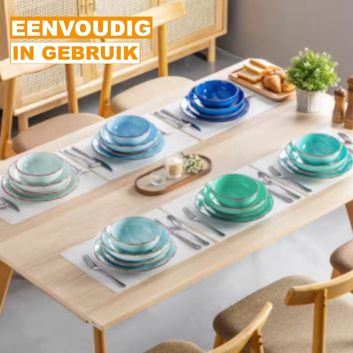Royal Castella Serviesset - 24 delig - 8 persoons - Blauw - Dinerborden - Bordenset - Diepe borden - Ontbijtborden - Servies - Keukenservies