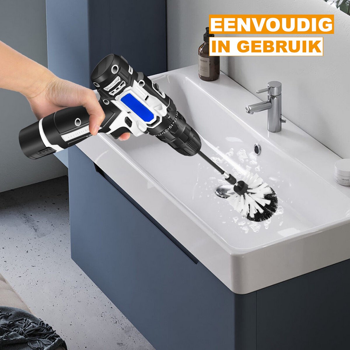 Accuboormachine 2-in-1 - Elektrische Spin-Schrobborstel - Inclusief Accu, Oplader & 6 Borstels - 25+1 Koppelinstellingen