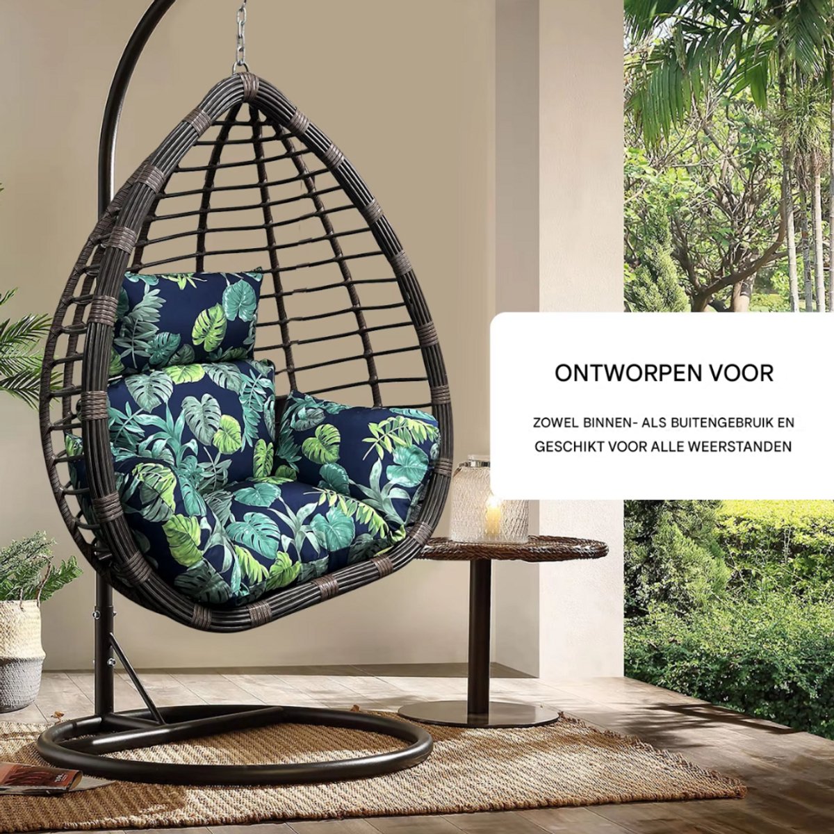 Zitkussen voor egg hangstoel - Waterdicht - Zwart - Voor Egg chair - Tuinschommel & Terras - Afneembaar en Wasbaar