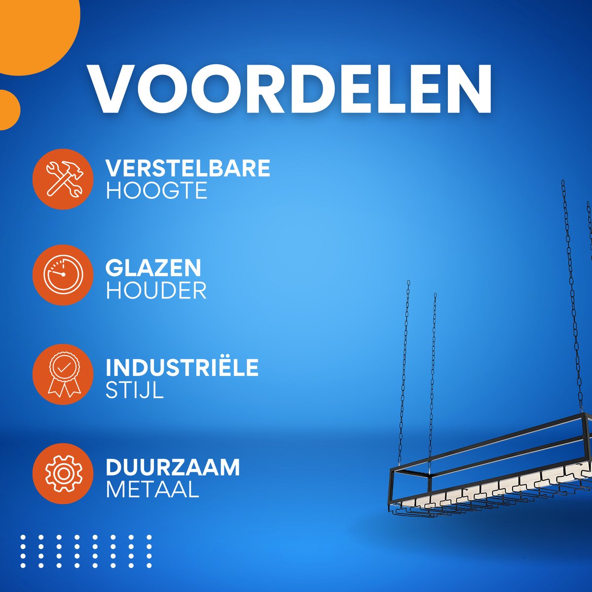 Hangend Wijnrek - Wijnglazen houder - Ophangrek wijnglazen - Voor Keuken, Bar of Eethoek - Verstelbare Plafondmontage - 100cm