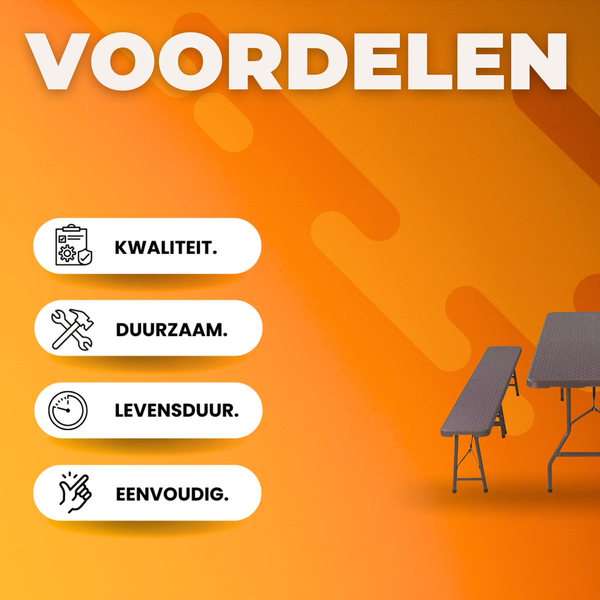 Klaptafel - Kampeertafel - Vouwtafel - 2 Banken set - Opvouwbare Tuinmeubelset voor Buiten, Kamperen & Picknick - Picknicktafel met Bankjes - 180 cm - Bruin