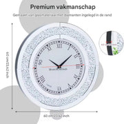 Spiegel klok Opulence - Elegante Spiegel klok - Zilver - Ronde wandspiegel - 80cm - Zonder verlichting - Woonkamer