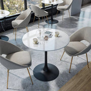 78 cm Hoge Vrije Tijd Ronde Keuken Eettafel - Gesinterde Stenen Top en Voetstuk Base - Bistro Tafel