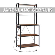 Opbergkast - Keuken orginazer - Wandkast - Voor keuken / woonkamer – Met stopcontact – Rustic brown - Maat XL