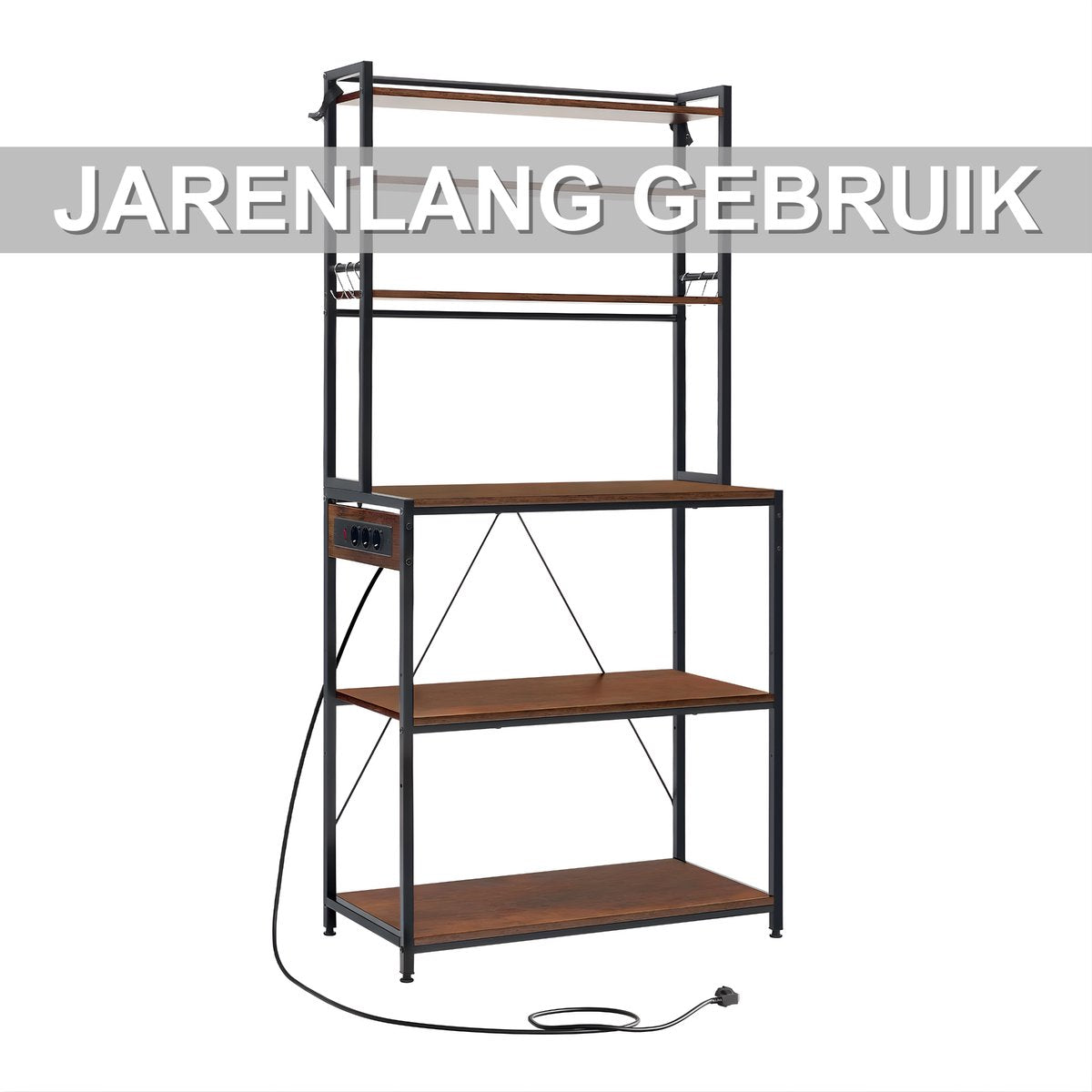 Opbergkast - Keuken orginazer - Wandkast - Voor keuken / woonkamer – Met stopcontact – Rustic brown - Maat XL