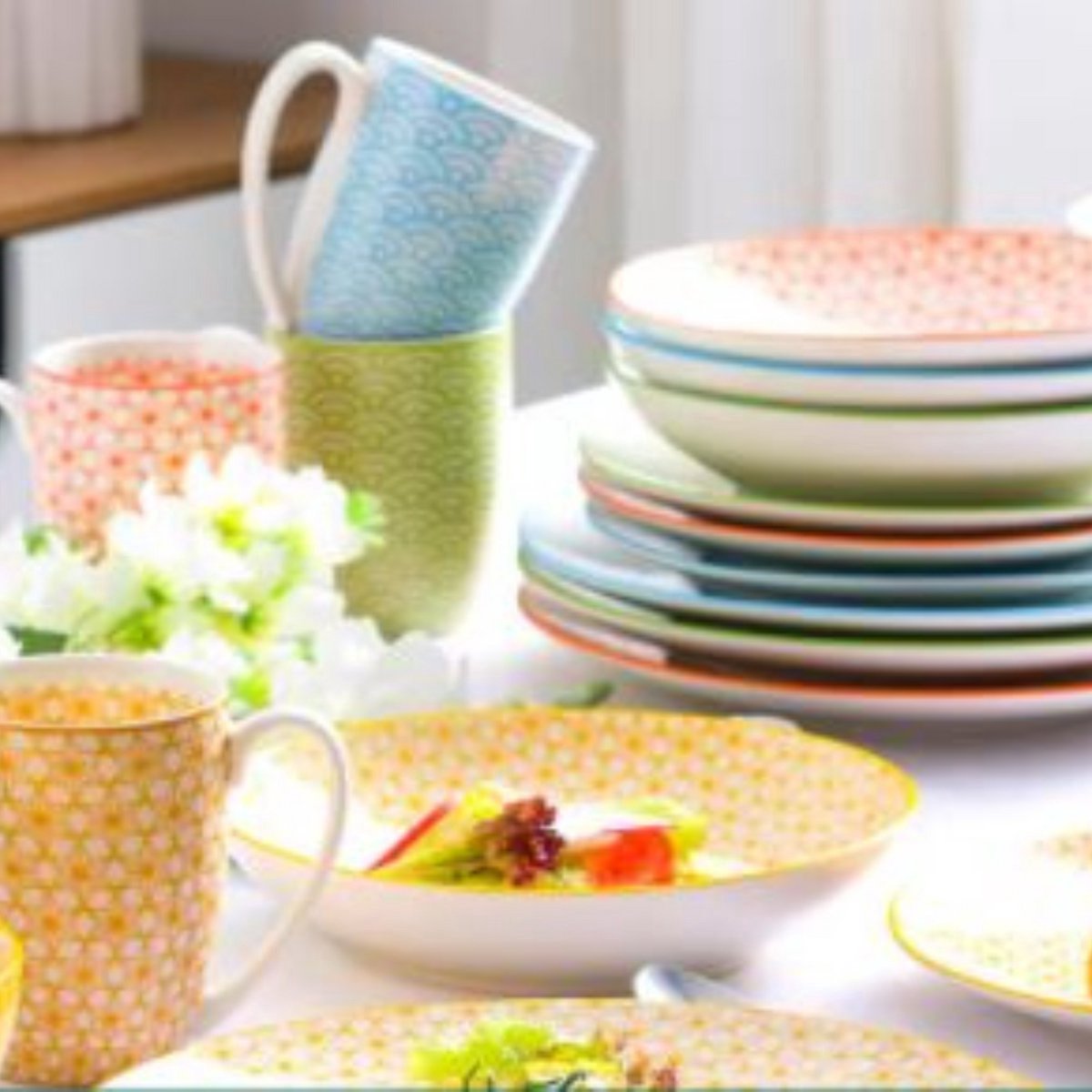 Valenza Serviesset Allegro - 8 delig - 4 persoons - Kleurrijk - Dinerborden - Bordenset - Diepe borden - Ontbijtborden - Servies - Keukenservies