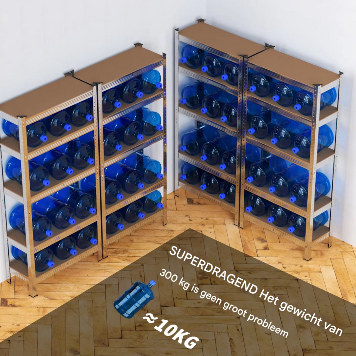 Garageplanken Quorin - 5-Tier Verstelbare Metalen Opbergplank - Racking Unit voor Loods 200x100x50cm, 875kg Capaciteit