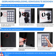 Digitale Code Veiligheidskluis Quorin - 16L Veiligheidsbox voor Thuis, Kantoor & Hotel - Inclusief 2 Noodsleutels voor Geld & Documenten