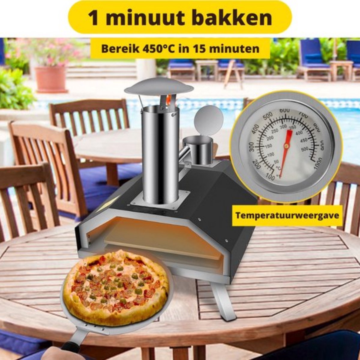 Bolt Edge Pizza Oven Buiten - Houtgestookt - Pizzasteen - Tot 300ºC - Inclusief Pizzaspatel