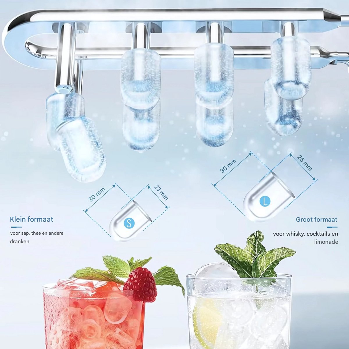 Ijsblokjesmachine - Ijsblokmakker - Ijsmachine - 2,0 Liter - 9 Blokjes in 6 Minuten - Zelfreinigende Elektrische Ijsmachine - Wit