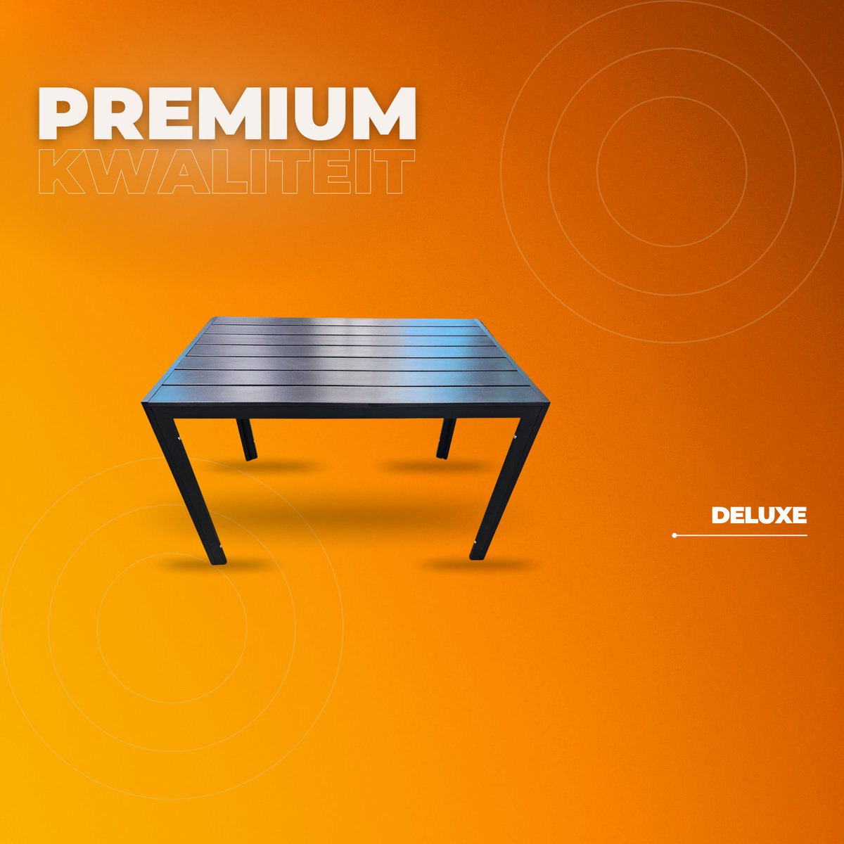 Tuintafel kunststof - 110cm - Zwart - Voor Balkon, Terras en Tuin - Aluminium frame - Rechthoek - Weerbestedng