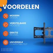 Muurbeugel Fioren - TV muurbeugel - Voor 26"-75" - Kantelbaar - Ultra Slim & ruimtebesparend - Statief - Zwart