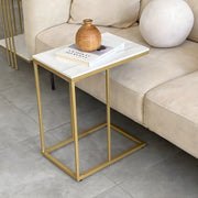 Marmeren Bijzettafel – Luxe Bank- en Laptoptafel – Goud