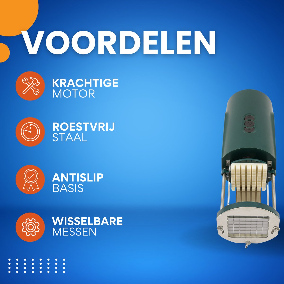 Elektrische Frietsnijder - Patatsnijder - Groentesnijder - met 2 Messen - voor Aardappelen & Hard Fruit - Krachtige met Antislip Basis - Groen
