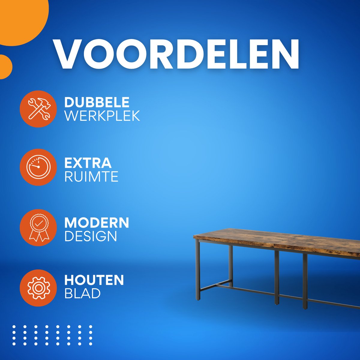 Dubbel computerbureau - 200cm bureau - Vintage - Voor volwassenen