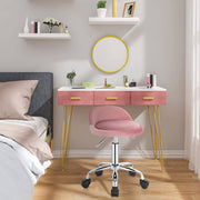 Luxe werkkruk - Op wielen - Roze - Zadelkruk - Kapperskruk - Tabouret draaikruk - Zonder rugleuning - Ergonomisch - Velvet