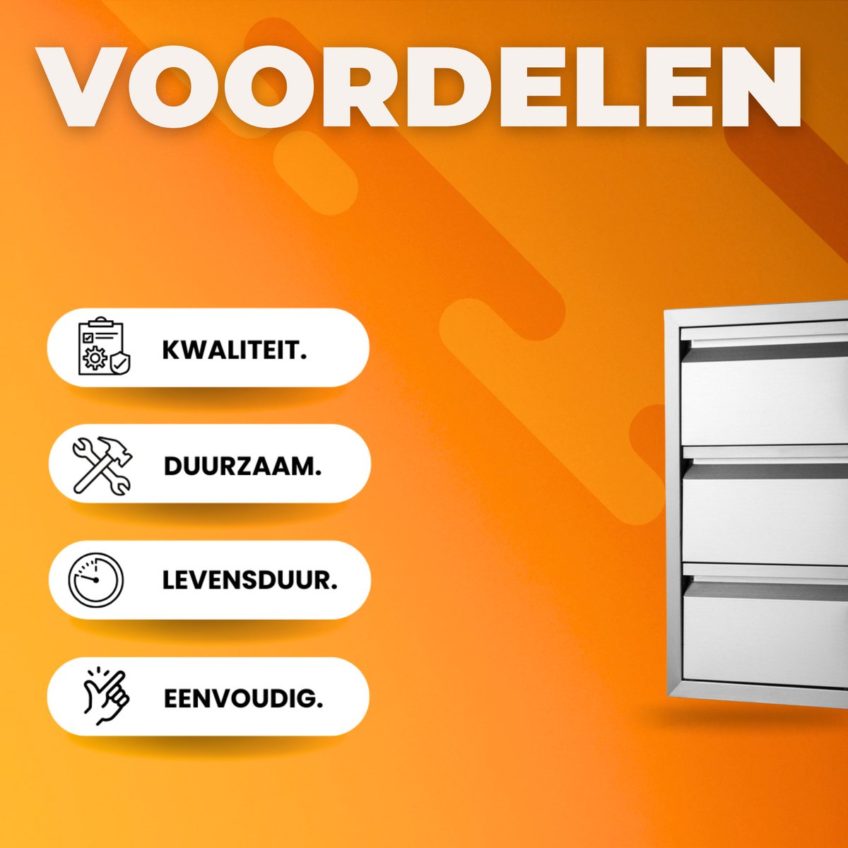 Ladekast Buitenkeuken Luxe - Barbecue - RVS - Voedingskwaliteit - 19,4 kg Opslaglade