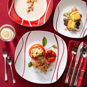 Regal Serviesset – 6 persoons – 18 delig – Wit/Rood Keramisch – Dinerborden – Ontbijtborden
