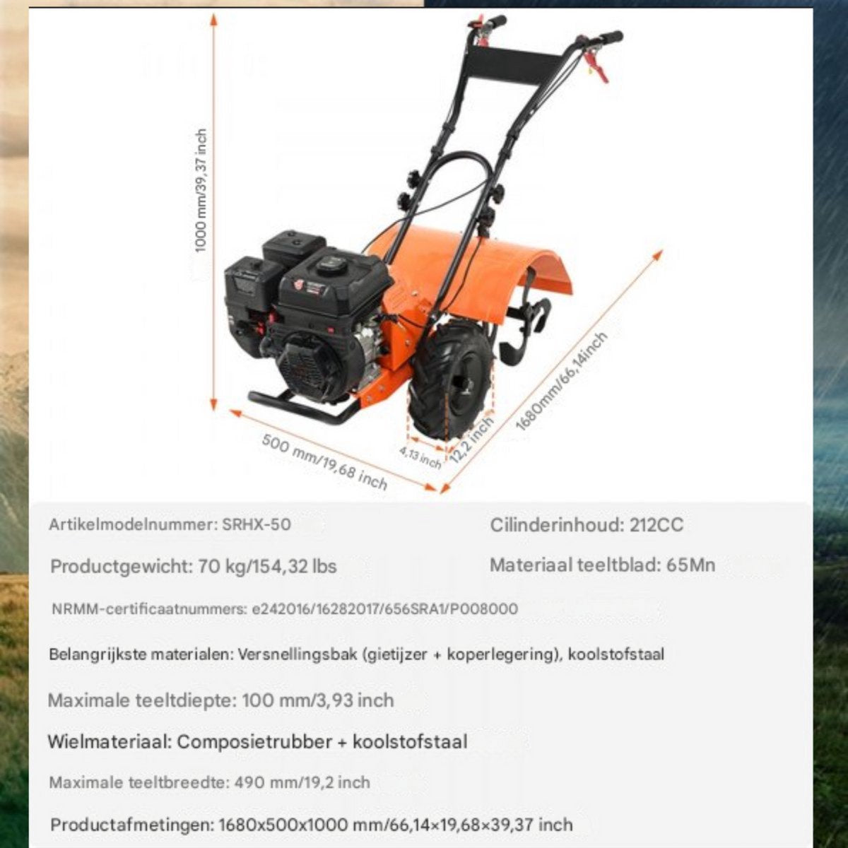 Verticuteermachines - Tuinfrees Cultivator - Benzine - Gazonbeluchter - Verticuteren machinen - 4 Takt - Verticuteerder - Oranje/Zwart