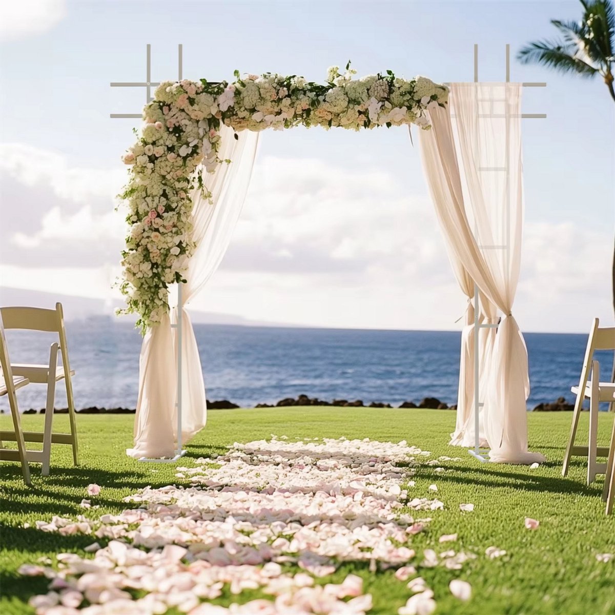 Witte rozenboog - 240cm - Bruiloft decoratie - Versiering - Backdrop frame - Multifunctioneel voor ceremonies en feesten