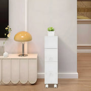 Badkamerkast - Opbergkast - Badkamermeubel - Voor smalle badkamers - Op wieltjes - Wit - 44*19,5*74 cm