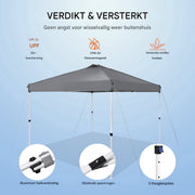 Pop-up partytent - Paviljoen - 3x3 m - Grijs - Uv-bescherming