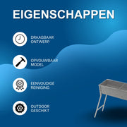 BBQ-grills - Voor camping en outdoor - Draagbare, opvouwbare houtskoolbarbecue - Grijs - 80*18*13cm