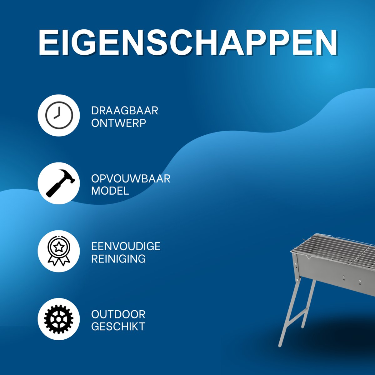 BBQ-grills - Voor camping en outdoor - Draagbare, opvouwbare houtskoolbarbecue - Grijs - 80*18*13cm