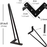 Haarspeld Tafelpoten 41cm - Set van 4 - Industrieel Zwart Staal - Voor Bijzettafel, Bank & DIY Meubels