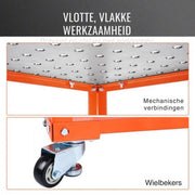 Mobiele wertktafel op wieltjes - Laswerkbank - Koolstofstalen Werkbank - 91.4x61cm - 272kg Gatentafel 216