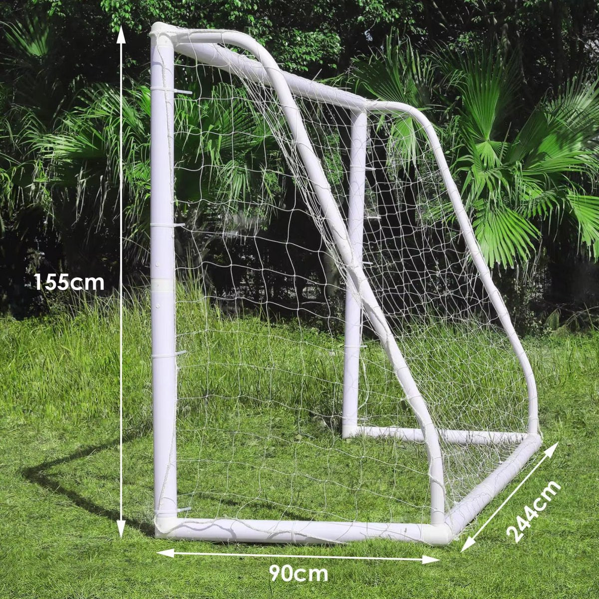 Draagbaar Voetbaldoel - Voor Kinderen & Volwassenen in de Tuin - Inclusief Weerbestendig Net & PVC-Frame - Met Grondpalen