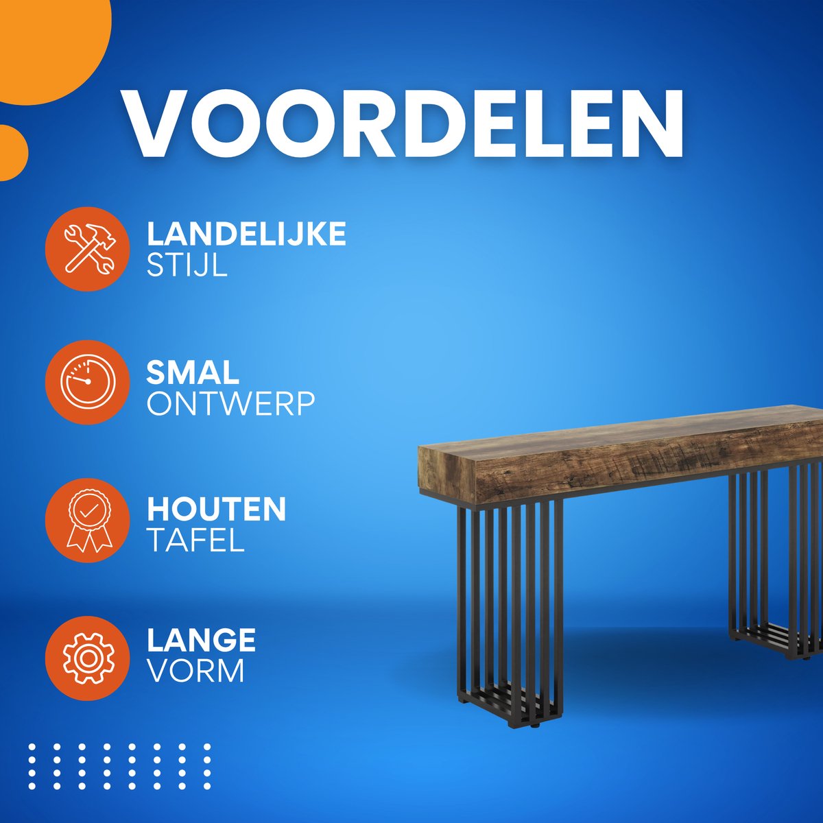 Consoletafel landy - Wandtafel - Bruin - Sidetafel - Massief hout - Haltafel - Woonkamer of hal