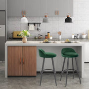 HHHK - Barkrukken set van 2 - Barkrukken - Velvet Groen - Barstoelen - Kruk – 78.5cm - Metalen Frame – Barkruk - Barstoel