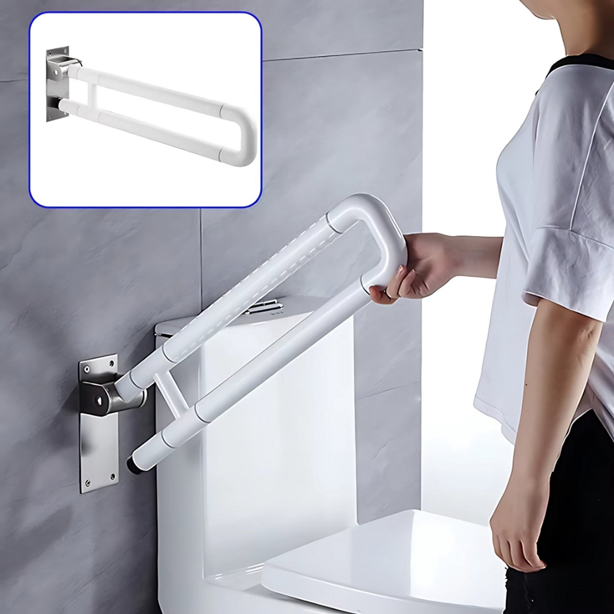 Toilet wandbeugel - Voor badkamer en toilet - Handgreep - 60cm - Steunbeugel met antislip - Ouderen- WC