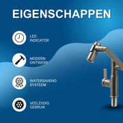 Badkamerkraan - Wastafelkraan - Voor badkamer en keuken - Met LED-temperatuurindicator - Grijs