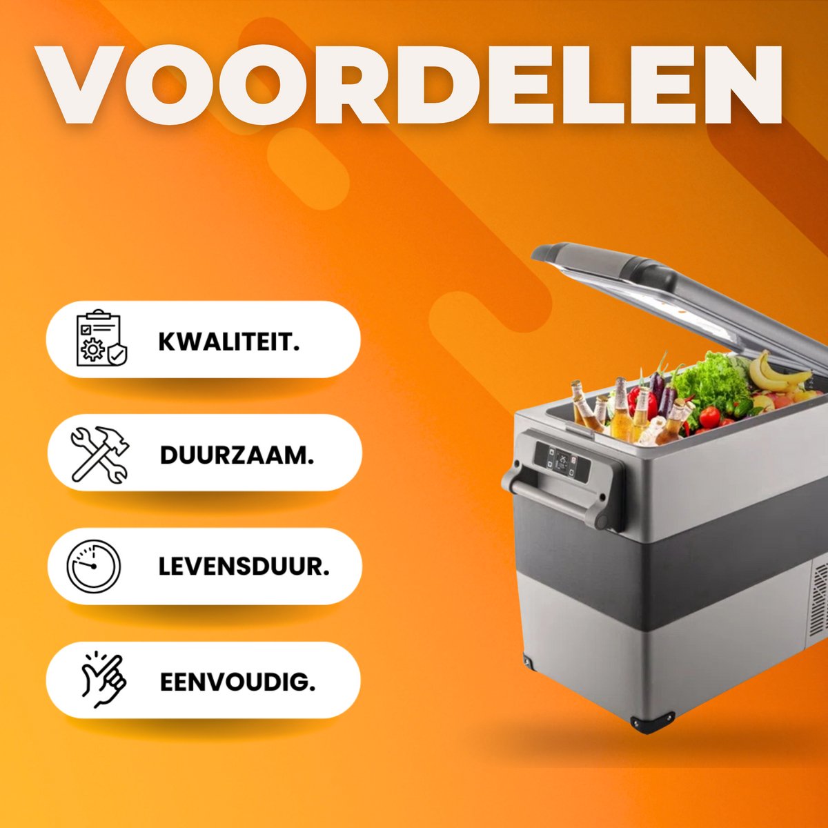 Koelbox XL - 55L - 60 Blikjes - Koeltas - Elektrisch - Oplaadbaar - Vriescombinatie - 220V - Camping, Auto, Caravan