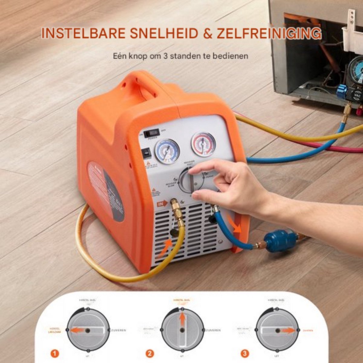 Koelmiddelterugwinningsmachine PRO - 3/4HP - 220-240V - 4,85 lbs/min