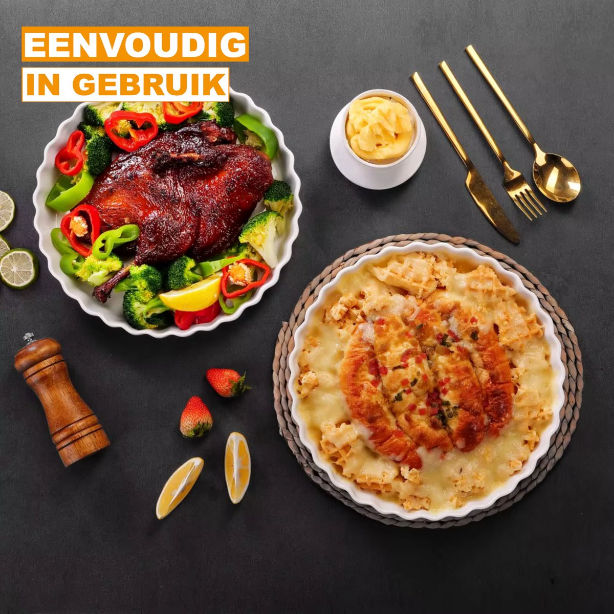 Ventina Ovenschaal - 1 delig - Wit - 1200ML - Servies - Diepe borden - Ontbijtborden - Bordenset