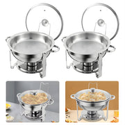 Chafing dishes - Voedselverwarmer - Buffet warmer - Voor buffet en voedselverwarming - Met deksels - Set van 2 stuks - Zilver