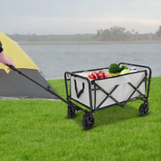 Opvouwbare Bolderkar – Bolderwagen - Voor strand, tuin en camping – Met wielen en duwstang – Khaki