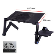 Laptoptafel – Tablethouder - Bedtafel - Laptopstandaard – Voor bureau, bed en bank – Met koelventilator, muismat en ergonomisch design – Zwart / Metaal