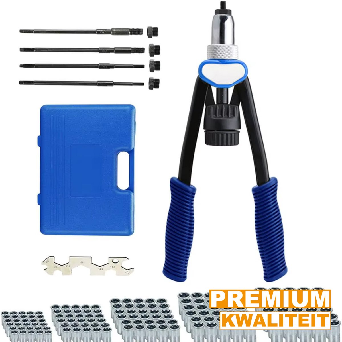 Profi Nietmutternzange Set - Blindklinkmoertang & Nietmachine - Inclusief 150 Moeren - M5-M12 Rivets & Accessoires