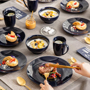 Velentino Serviesset - 16 delig - 4 persoons - Donkerblauw - Dinerborden - Bordenset - Diepe borden - Ontbijtborden - Servies - Keukenservies