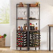 Bar Hoekkast - Wijnrek - 4-laags - Glazenhouder - Opbergrek - Hoekplank - Vakkenkast - Metaal en hout - 40x40x160 cm