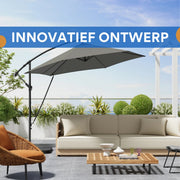 Ronde Parasol - Voor Balkon, Strand of Tuin - Verstelbaar & 45° Kantelbaar - UV-Resistent & Waterdicht - Darkgray