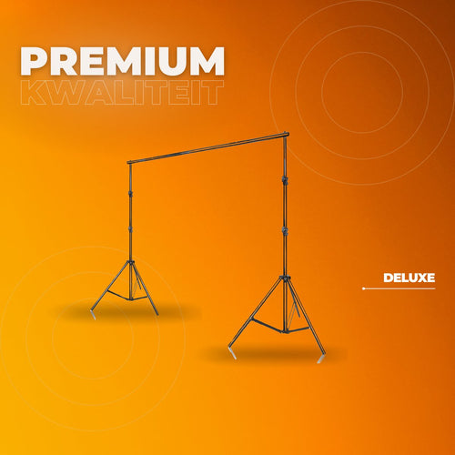 Achtergrondsysteem voor Fotostudio - Achtergrondstandaard - Achtergronddoek standaard - 3x2,6 m - In hoogte verstelbaar - Aluminium Zwart