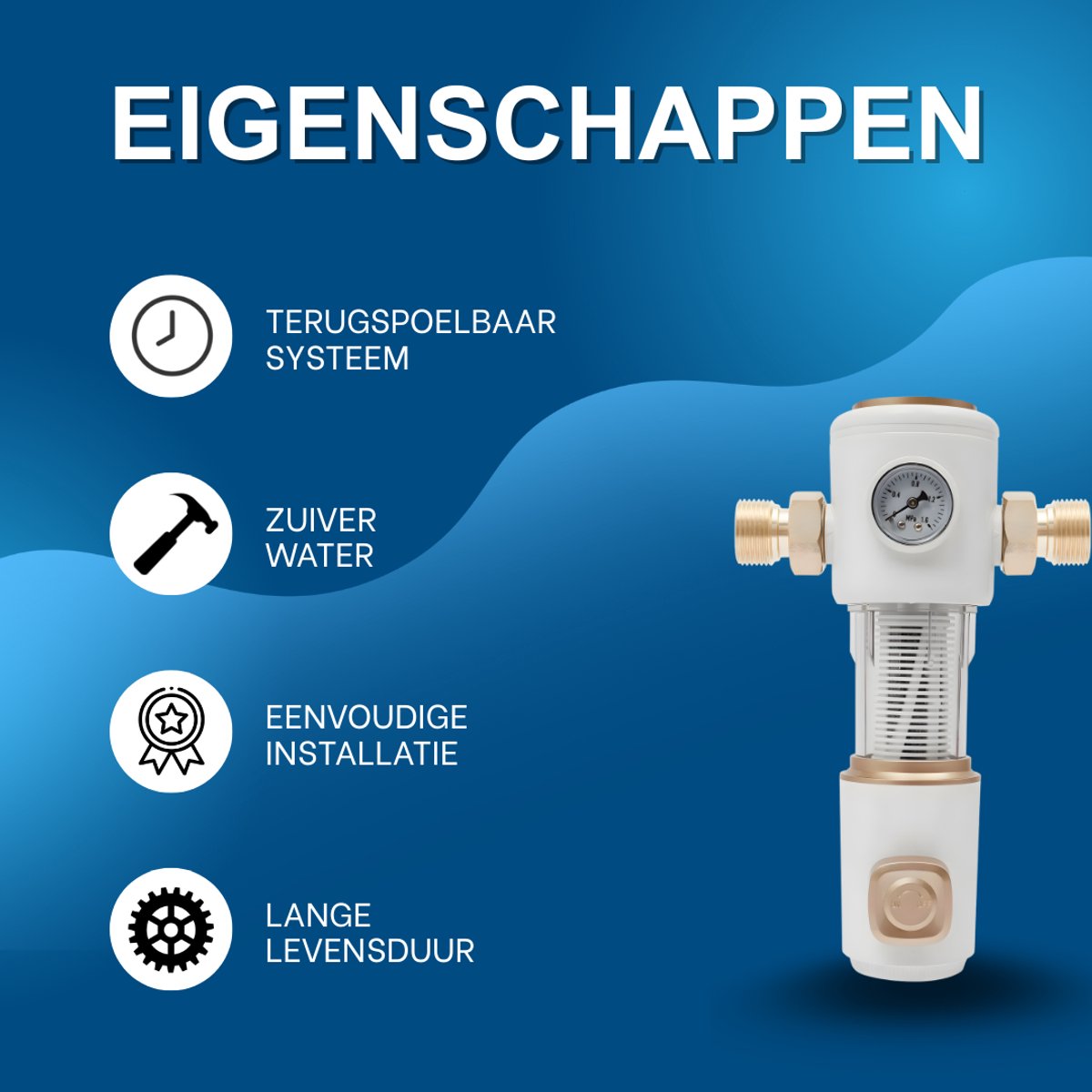 Waterfilters - Voor huishoudelijk gebruik - Sediment terugspoelfilter - Wit
