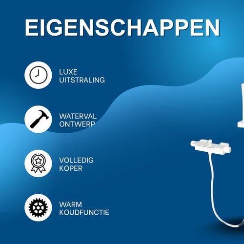 Badkraan - Met waterval - Voor badkamers - Luxe uitstraling met warm/koudfunctie - Wit