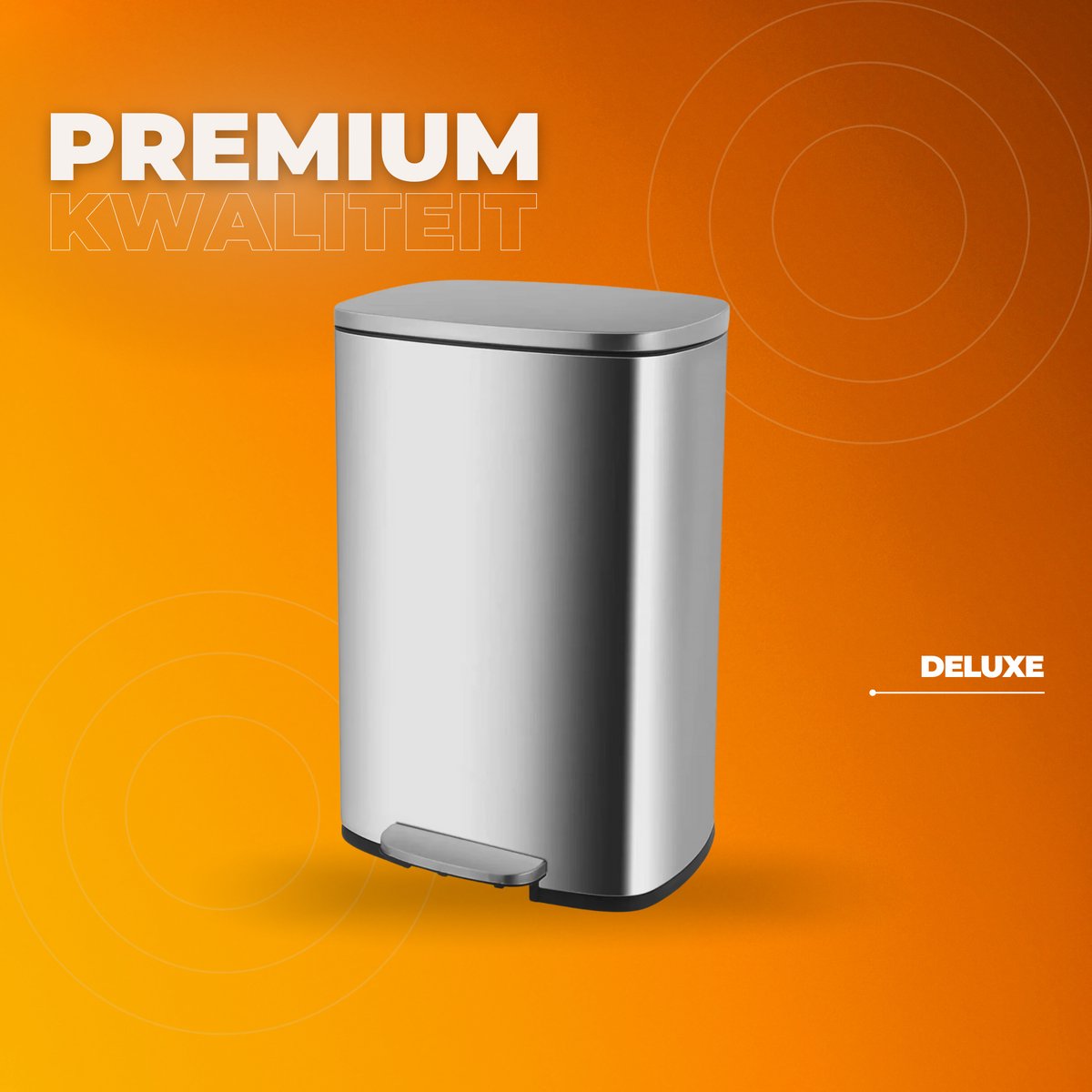 Luxe pedaalemmer - Zilver 50L - Prullenbak - Afvalscheiding - RVS - Softclose - Anti-slip