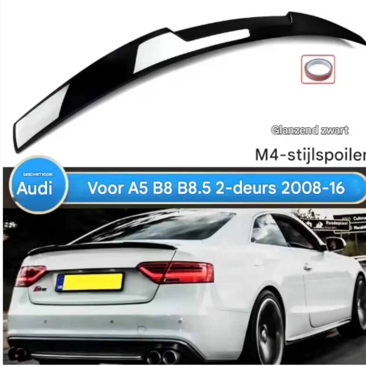 Achterspoiler Vayro - Achterspoiler Wing - M4 Stijl - Gloss Black - Voor Audi A5 B8/B8.5 Coupe (2008-2016)